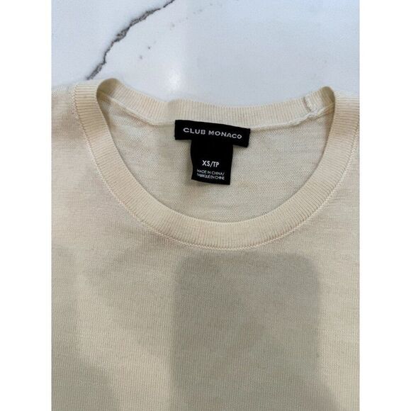 Club Monaco Azadeh Merino Wool Layered Top in Ivory Size XS - Picture 3 of 4